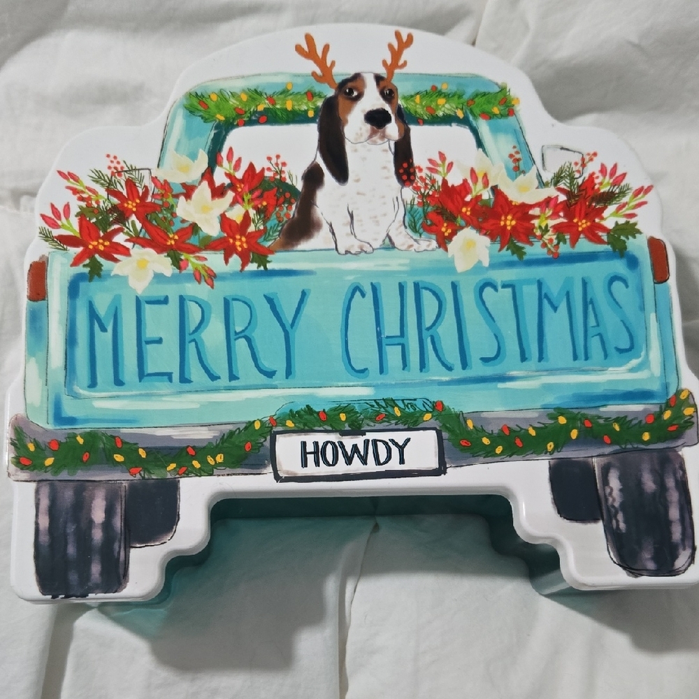 The Pioneer Woman Holiday Truck Pillow - Blue and Red Storage Container